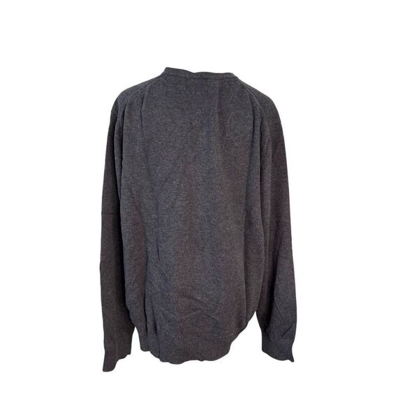 Lands End Gray Cotton V-neck Sweater sz XL 46/48 Modern‎ Classic - Picture 2 of 9